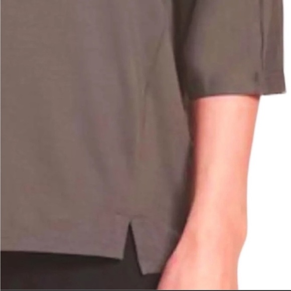 Eileen Fisher VINTAGE Top Jersey Ballet Neck XSmall 2 4 Bark Notched Hem NWT - Picture 3 of 13